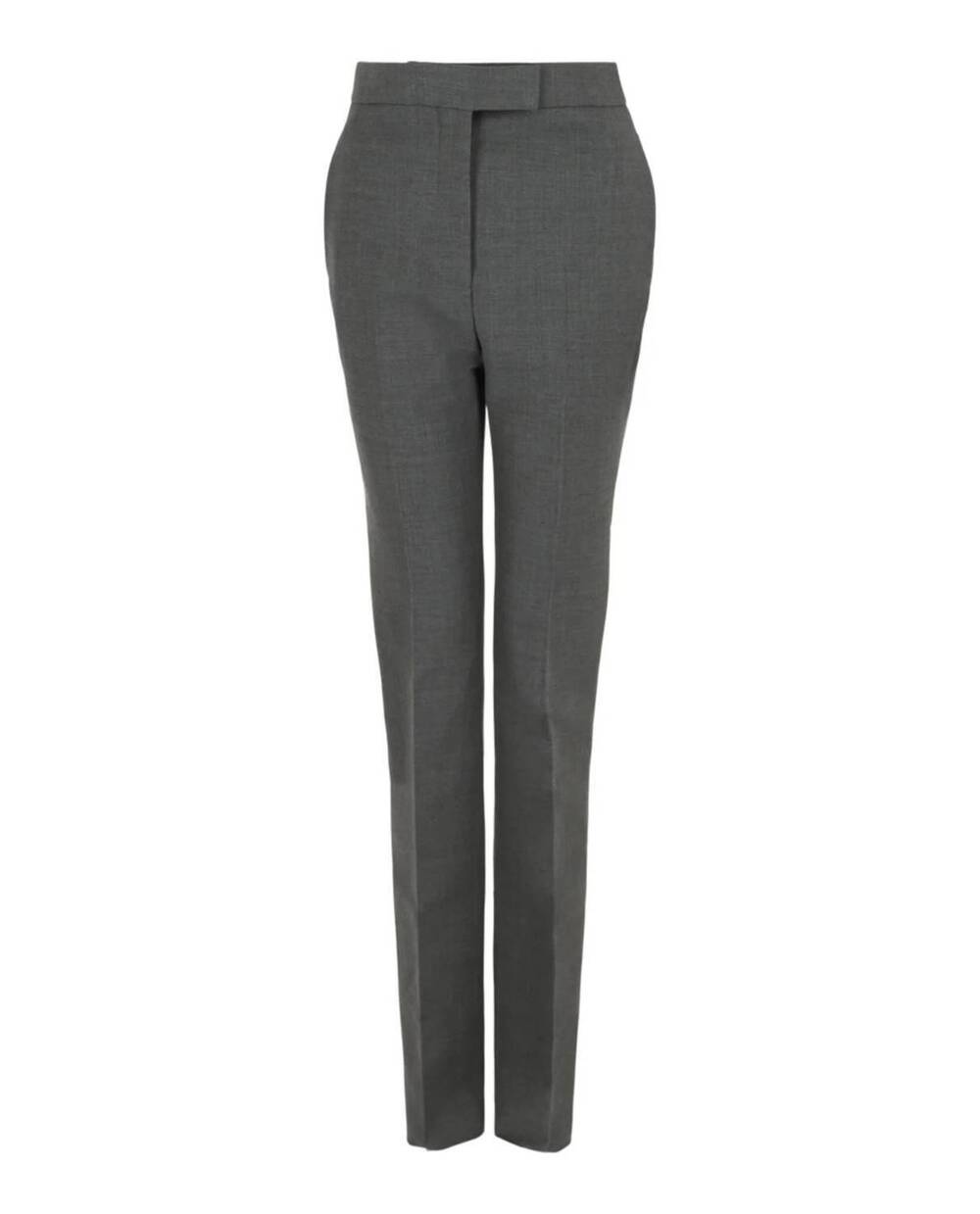 NEW SALVATORE FERRAGAMO women's straight leg wool trousers in grey
